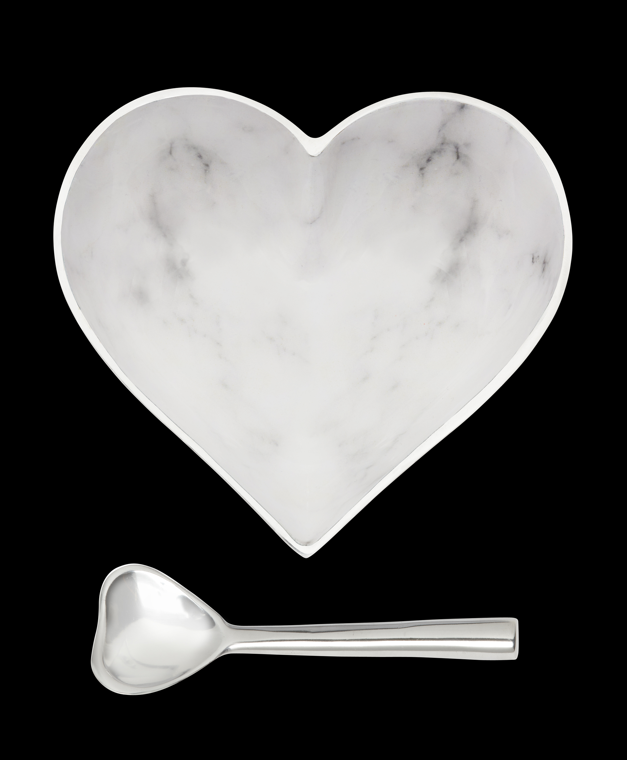 Happy White Marble Heart with Heart Spoon